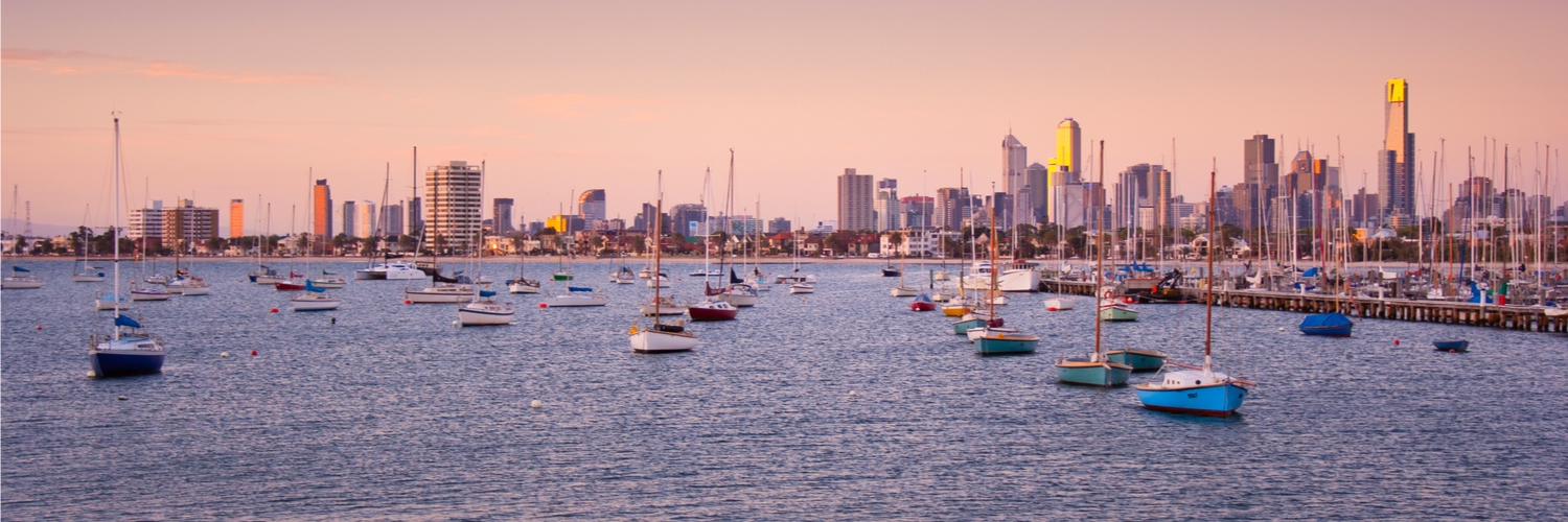Melbourne-skyline-sunset